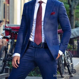 DOOPAI Ratchet belts for men adjustable, Blue Men's Belt with Sliding Length 28-36". Cut to Fit in Gift Box