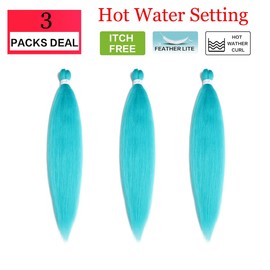 Braiding Hair Pre Stretched 30 Inch Cyan Blue Braiding Hair 3 packs Professional Crochet Hair Extensions Yaki Straight High Temperature Synthetic Fiber for Braids（30",A27)