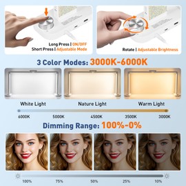 KIRKAS 34inch Large Half Moon Light for Nail Tech, 456 LEDs 3 Color Modes Infinitely Knob Arch Light with Phone Holder Charging Function, Foldable Nail Desk Lamp for Eyelash Extension, Tattoo-White