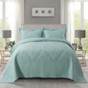 NEWLAKE Quilt Bedspread Set, Light Green Jacquard Embossed Floral Pattern
