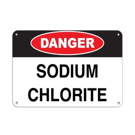 Aluminum Horizontal Metal Sign Multiple Sizes Danger Sodium Chlorite Hazard Chemical White Identification Labels Half Way Border Weatherproof Street Signage 14x10Inches