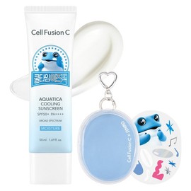 Cellfusion C Aquatica Cooling Sunscreen SPF50+ PA++++ + Keyring Pouch + Sticker Set, 50ml, 1 Set / 셀퓨전씨 아쿠아티카 쿨링 썬스크린 SPF50+ PA++++ + 키링 파우치 + 스티커 세트, 50ml, 1세트