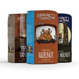 KALAMAZOO COFFEE COMPANY Whole Bean Flavored Coffee Variety Pack - Hazelnut, French Vanilla, & Maple Walnut | 12oz Bag (3 Pack)