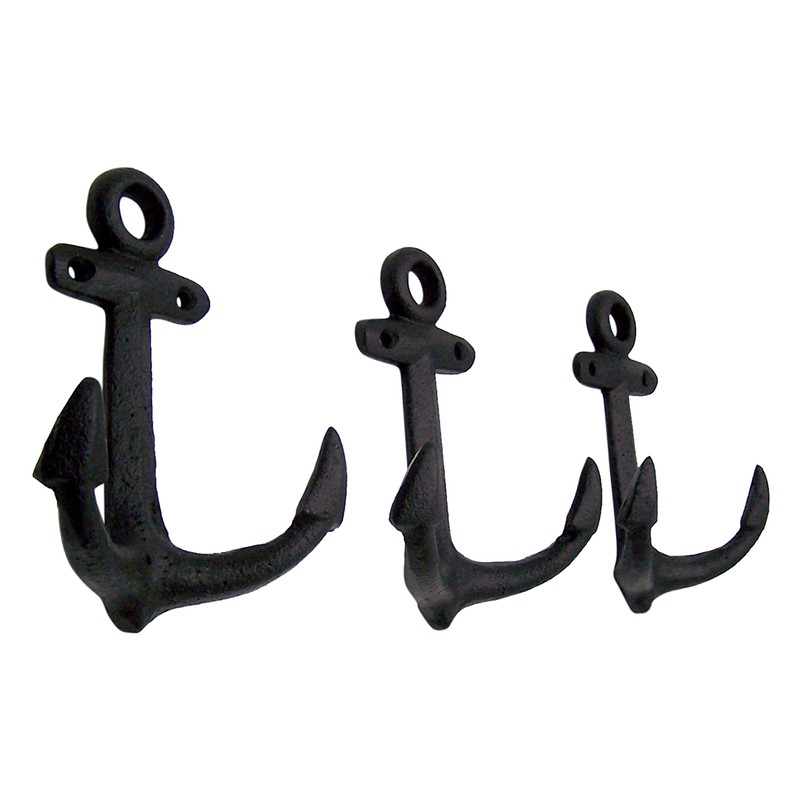 Wowser Nautical Cast Iron Ship Anchor Wall Hooks, 6 Inches,