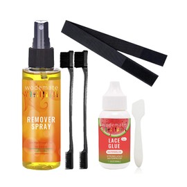 Tape in Extension Remover Spray 118ML Adhesive Fast Acting&Lace Front Wig Glue 38ML Kit,Invisible Waterproof Strong Hold for Lace Front Wig&Poly Hairpieces, Toupee, Cosmetic Hair Systems