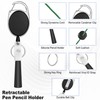 4 Pack Retractable Pen Holder with 31.5" Dyneema Cord, Elastic