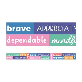 Carson Dellosa We Stick Together 36 Feet of Positive Words Bulletin Board Borders, 12 Strips of Border Trim, Motivational Classroom Borders With Positive Sayings for Bulletin Board and Classroom Décor