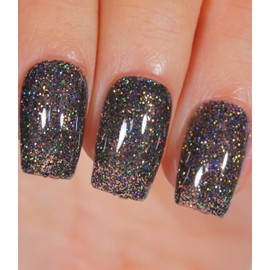 NAILKISS Glitter Gel Nail Polish Sliver Glitter Soak Off UV LED Nail Polish Holographic Sparkle Shiny Black Diamond Gel Polish for Manicure Salon DIY at Home