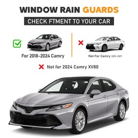 Shatterproof in-Channel Window Rain Guards for Toyota Camry 2018-2024, Window Deflectors, Window Visors for Car, Vent Deflector, 4pcs