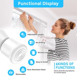AIZESI 2PCS White Tension Rod 17 to 28 Inch, Adjustable Spring Curtain Rod No Drilling, Spring Tension Rods for Window DIY Projects Cupboard Wardrobe Small Curtain Rods Short Tension Rod