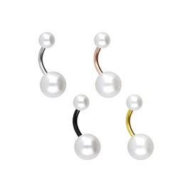 PIERCINGLINE Titanium banana bell with internal thread, synthetic pearls, belly button piercing, belly piercing, choice of colours, Titanium