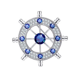 KristLand Gold Plated Rudder Brooch with Sparkly Zirconia Stone for Women Men Ships Wheel Brooch Pin Lapel Pin Badge Coat Suit Shirt Collar Wedding Party Birthday Gift