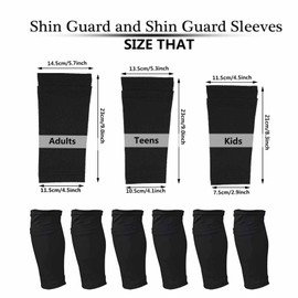 Soccer Shin Guard Sleeves, Shin Guards Sleeves, 2 Pcs Shin Sleeves, Leg Performance Support Football Sleeve Socks for Kids Youth Adult Men for Running Cycling Walking (Adults, Black)