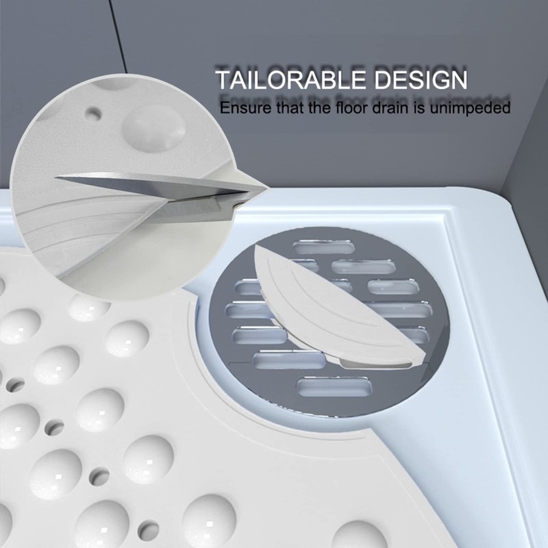 Circle Shower Mat,Round Non-slip Bathroom Mat With Suction Cup Smooth