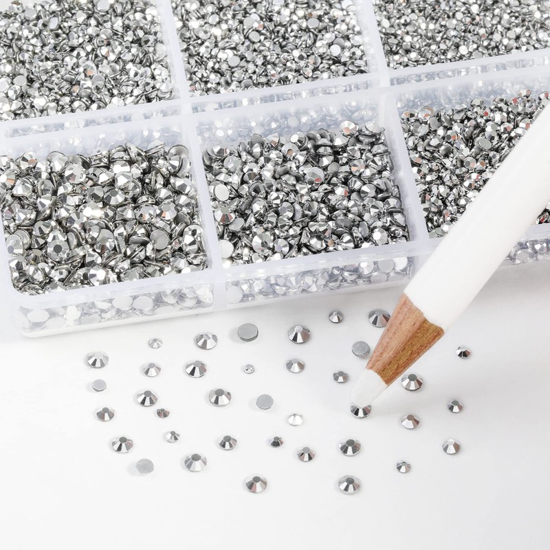 Beadsland 7200pcs Flat Back Rhinestones, Nail Gems Round Crystal Rhinestones