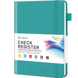 JUBTIC A5 Check Registers for Personal Checkbook, Accounting Ledger for Small Business,Check Register Book Transaction Registers to Track Income & Expenses, Bank Account, A5 Hardcover -Turquoise