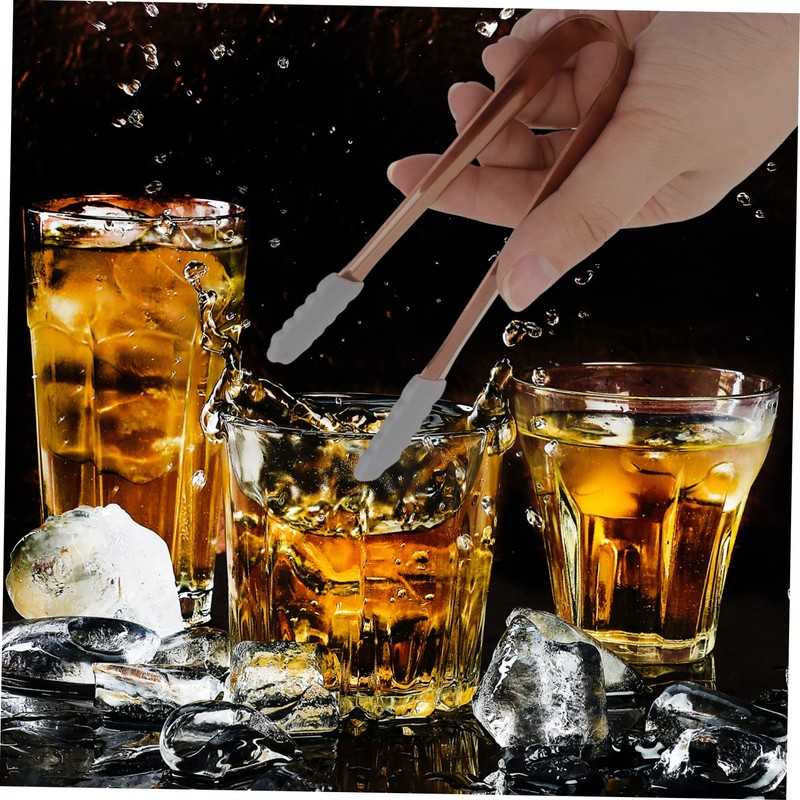 Mobestech 4pcs Ice Cube Tongs Stainless Steel Food Tongs Non-Slip