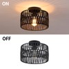 Hchunqjor Coastal Black Woven Flush Mount Light Fixture Rustic Industrial