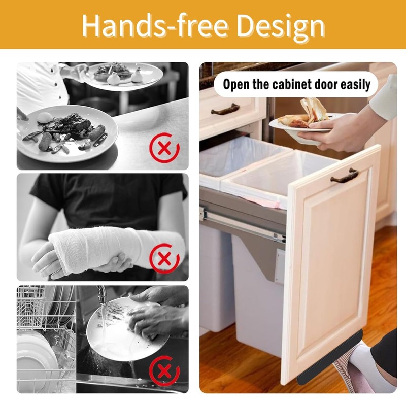 JINEATHES Cabinet Foot Pull, Trash Drawer Handle, Touchless Hands Free