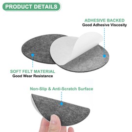 M METERXITY 30-Pack Lamp Base Felt, 4 Inch Dia. 2mm Thick Self Adhesive Round Fabric Felt Pads for Lamp/Furniture/DIY, Non-Slip Fiber Backed Patch Circles with Adhesive Backing [Grey]