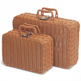 2 Wicker Picnic Basket with Lid Picnic Basket Boxes Small Vintage Suitcase