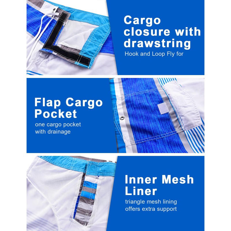 Unitop - Pantalones cortos de surf para hombre, secado rápido,