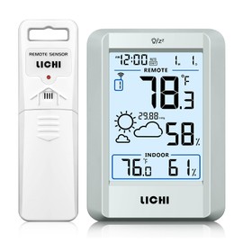 Indoor Outdoor Thermometer Wireless Weather Station Inside Outside Thermometers Hygrometer Monitor,with 330ft Range Remote Sensor, Battery Powered Backlight Display