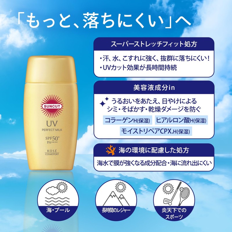 KOSE Suncut Perfect UV Milk SPF50+ PA++++ Sunscreen with Bonus