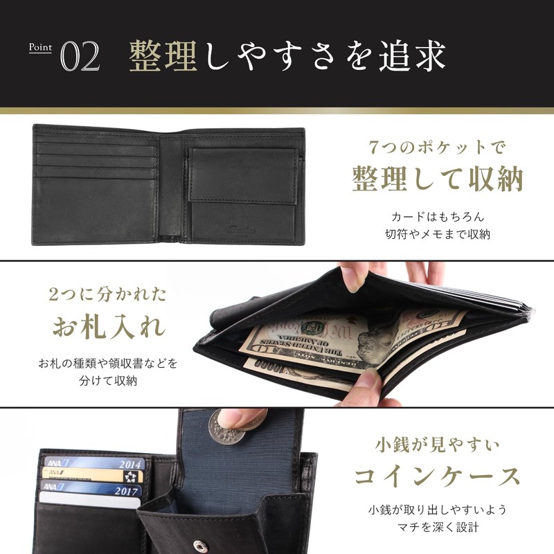 Boosters Pueblo Bifold Wallet with Coin Pocket, Genuine Leather, Slim,