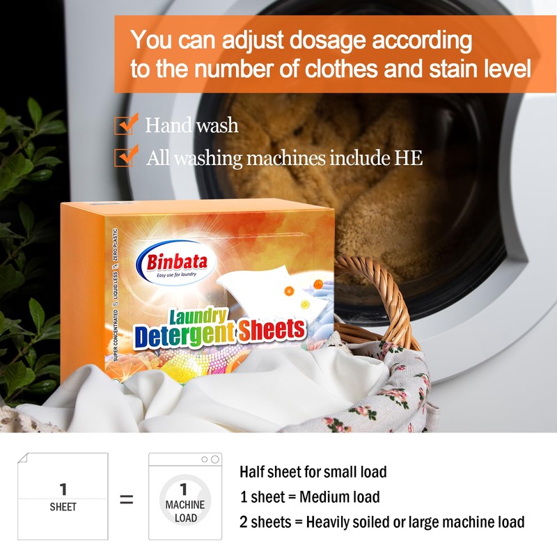 Binbata Laundry Detergent Sheets, 200 Loads Citrus Charm Scent Hypoallergenic