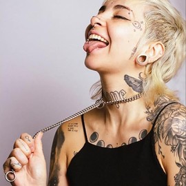 GLMOCM Slip Chain Necklace for Women Black Heart O-Ring Slip Chain Necklace Punk Rock Stainless Steel Cuban Long Necklace Adjustable Lariat Y-Necklace (O-Ring)