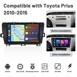 2+64G Upgrade Car Radio for Toyota Prius 2010-2015 Wireless Carplay Android Auto HiFi, 9'' Touch Screen Stereo for Prius Android 15 Bluetooth WiFi GPS EQ SWC FM RDS Dual USB