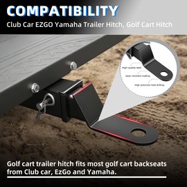 Deluxe Golf Cart Trailer Hitch Kit, Fit for Footrest Backseat with 2 in Receiver High-Strength Universal Fit, Seamless Compatible Club Car, EZGO, Yamaha, Ideal for Golf Cart Trailers