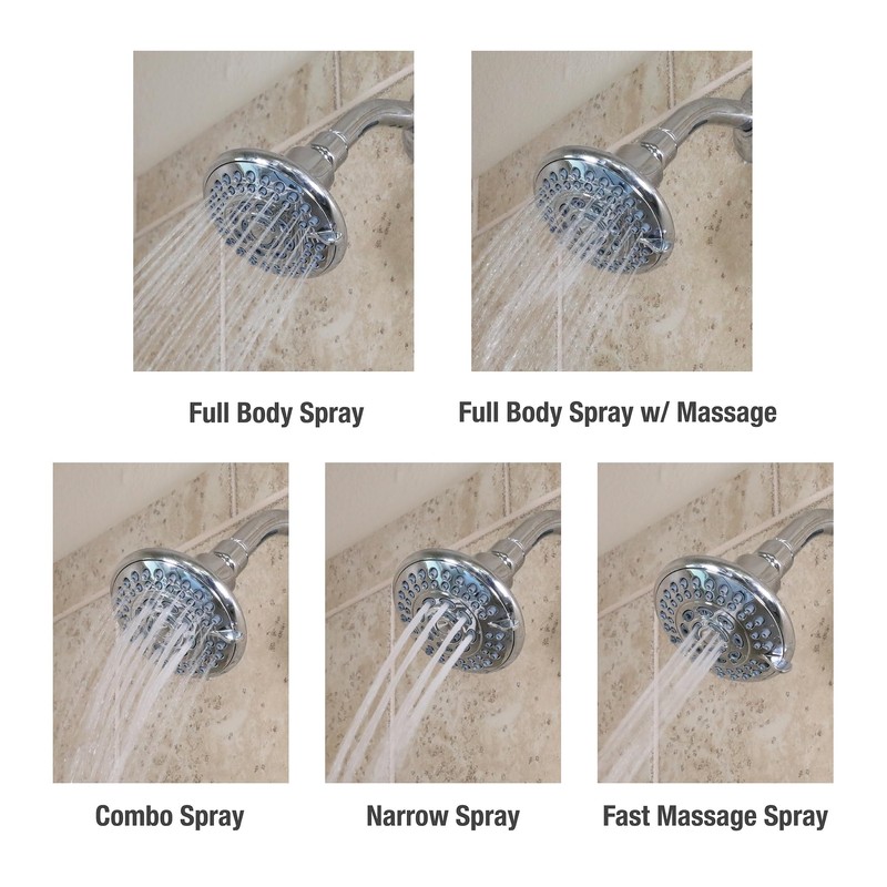 Danco 1.8GPM 5-Spray Water-Saving Shower Head with Adjustable Swivel Ball