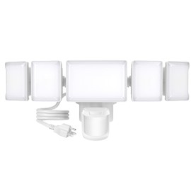 Olafus 130W Motion Sensor Outdoor Light Plug in, Motion Flood Light Dusk to Dawn, 13000LM IP65 Waterproof Exterior LED Security Lights, 5 Heads Motion Detector Yard Lights for Garage Backyard - Black