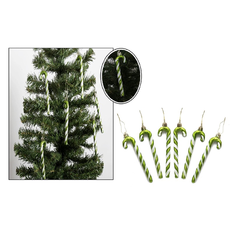 Pack of 6-13CM Glitter Candy Cane –Christmas Tree Hanging Decoration