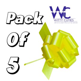 Large Pull Bows for Gifts Wrapping - Yellow Present Wrapping Pompom Gift Bows - Pack of 5