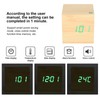 Wooden LED Clock Digital Voice Control Desk Rectangular Ornaments Wood