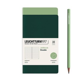 LEUCHTTURM1917 368196 Jottbook (A6), 59 Numbered Pages, Dotted, Sage and Forest Green, Pack of 2