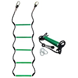 MVBouresu Boat Rope Ladder, Heavy Duty Climbing Rope 450Lbs Strength, 14mm Reinforced Polyester Line, Rigid Resin Step, Outdoor Ladder for Inflatable Boat, Kayak, Motorboat, Canoeing (5 Step - Green)