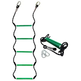 Boat Rope Ladder, Heavy Duty Climbing Rope 450Lbs Strength, 14mm Reinforced Polyester Line, Rigid Resin Step, Outdoor Ladder for Inflatable Boat, Kayak, Motorboat, Canoeing (5 Step - Green)
