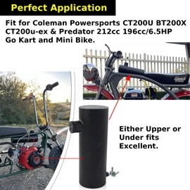 Aluminum Go Kart & Mini Bike Gas Fuel Tank Cylinder for Coleman Powersports CT200U BT200X CT200u-ex and Predator 212cc 196cc/6.5HP Engines (3*10 Inches)