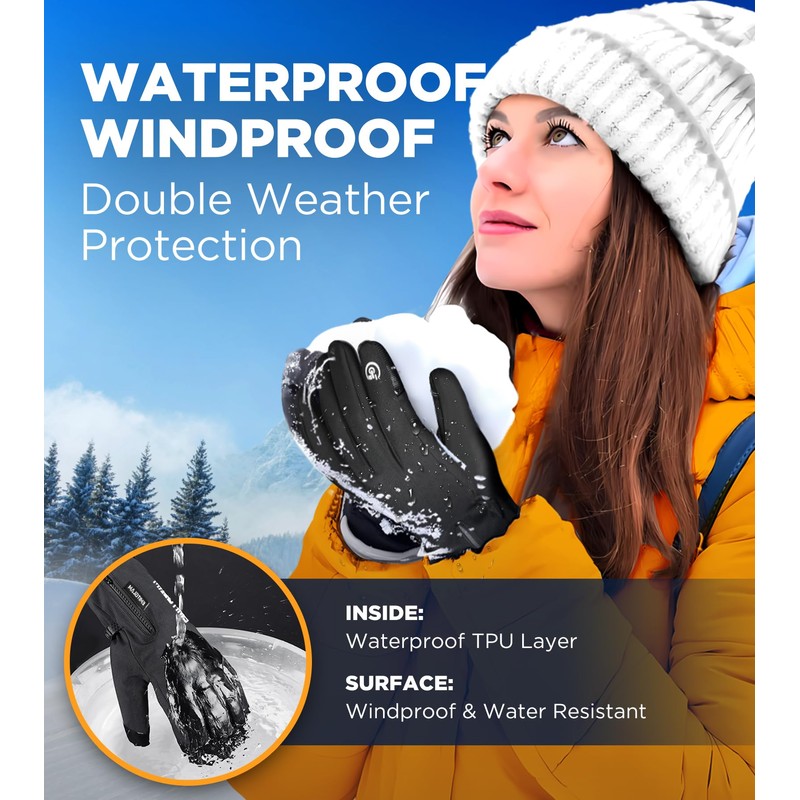 UMEWARM -10℉ Winter Gloves for Cold Weather Made with 3M