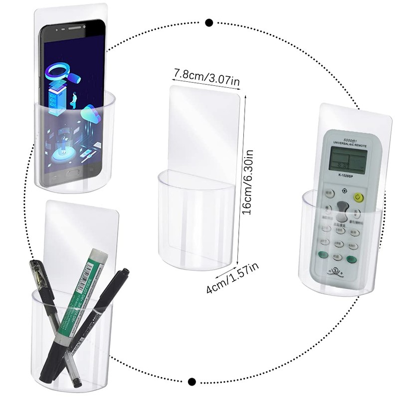 TIE-DailyNec 4 PCS Remote Control Holder, Wall Mount Self-Adhesive Transparent