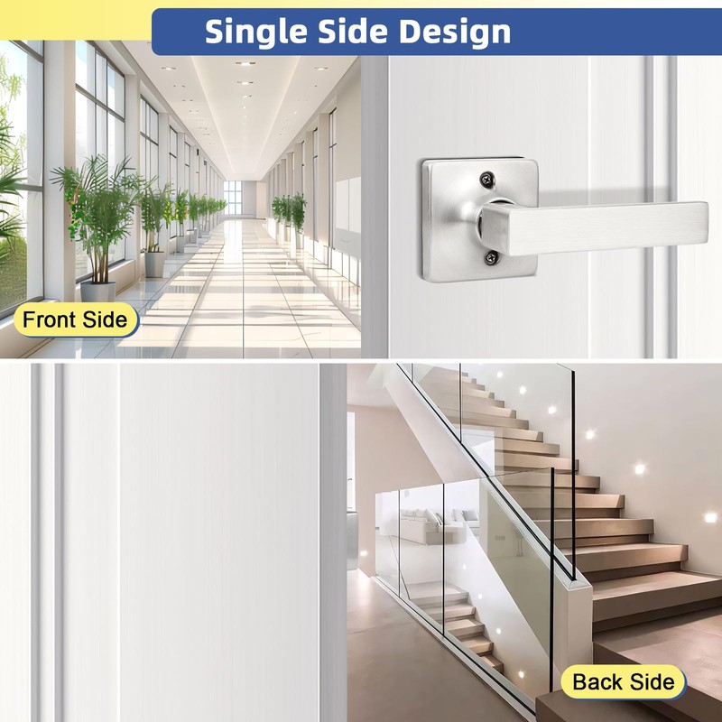 GOBEKOR 1 Pack Brushed Nickel Dummy Door Handle,Single Sided Lever