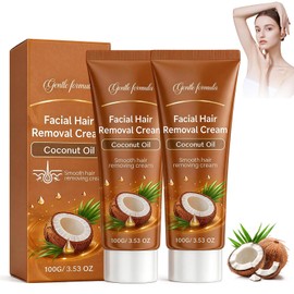 2PCS Gentle Coconut Oil Formula Hair Removal Cream,Facial Hair Removal Cream Effective Hair Removal,Suitable for All Skin Types