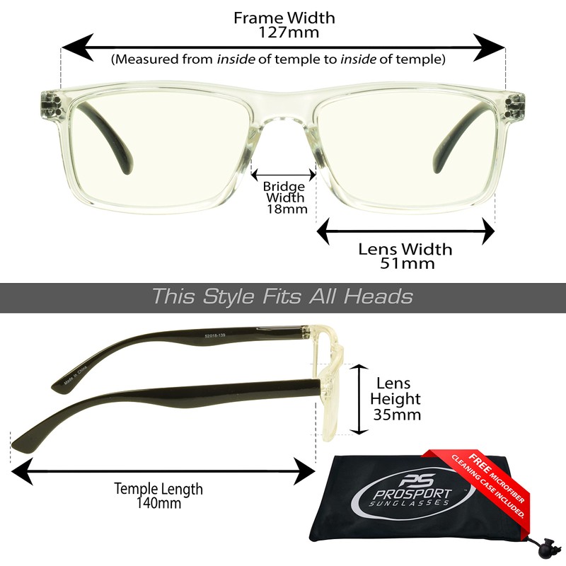 proSPORT Computer Reader Blue Light Blocker Reading Glasses +1.50 Clear
