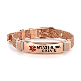 SBI Jewelry Emergency Medical Alert Myasthenia Gravis Bracelet for Women Men Wristband Emergency First Aid Support Family Friends