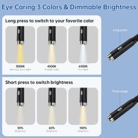 HHUWRUL LED Neck Reading Light, Bendable Neck Light, 3 Colors & 3 Brightness Adjustable, 60-hr Lasting Rechargeable Lamp, Perfect for Book Lovers, Crafting, Knitting, and Repairing