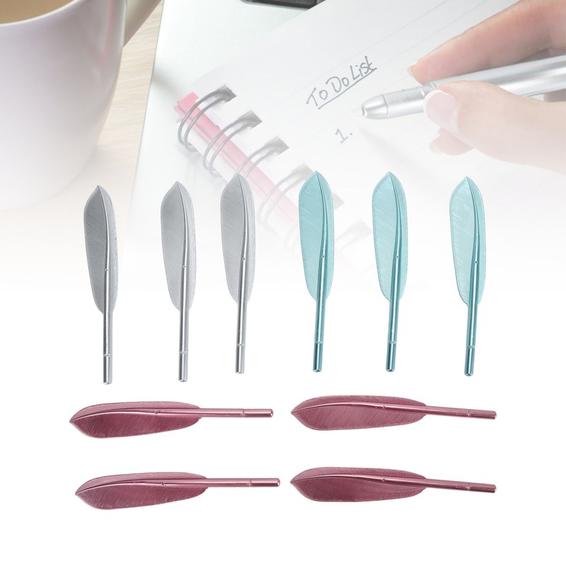 10Pcs Feather Pens Kids Ballpoint Pen Set ABS Plastic Office